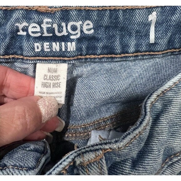 Refuge Women's Mom Classic High Rise Ripped Denim Jeans Size 1 - Picture 5 of 6